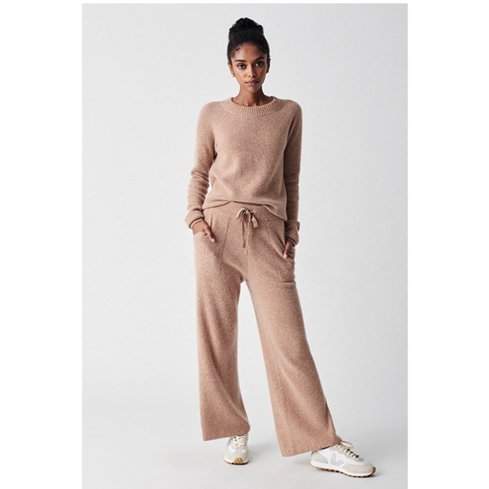 Faherty Cloud Cashmere Pant Wide Leg Casual Cozy Ribbed Sweatpant Womens S